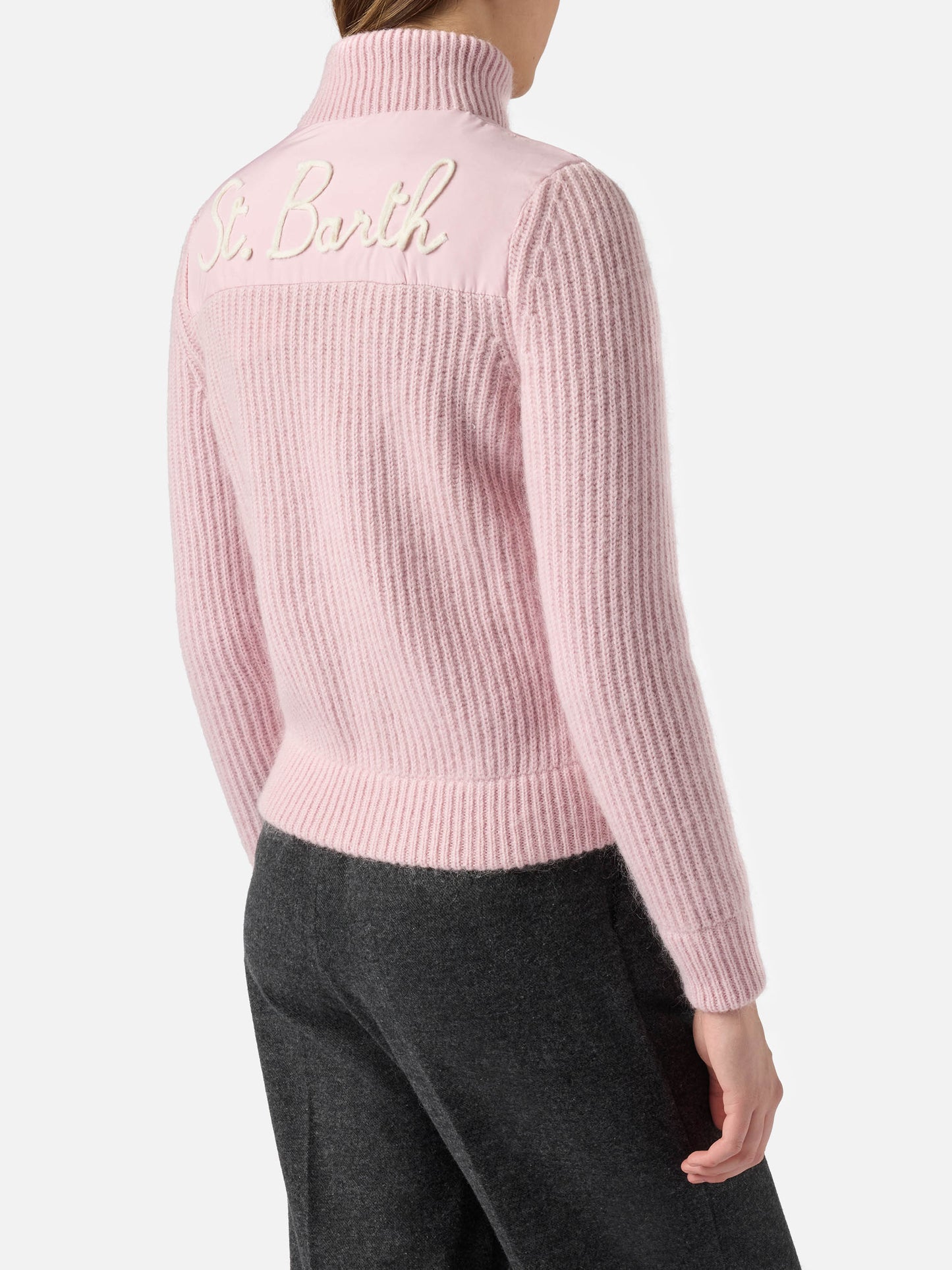 Giubbotto imbottito da donna con maniche in maglia