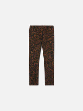 Leggings Rosy de algodón marrón con estampado de leopardo 