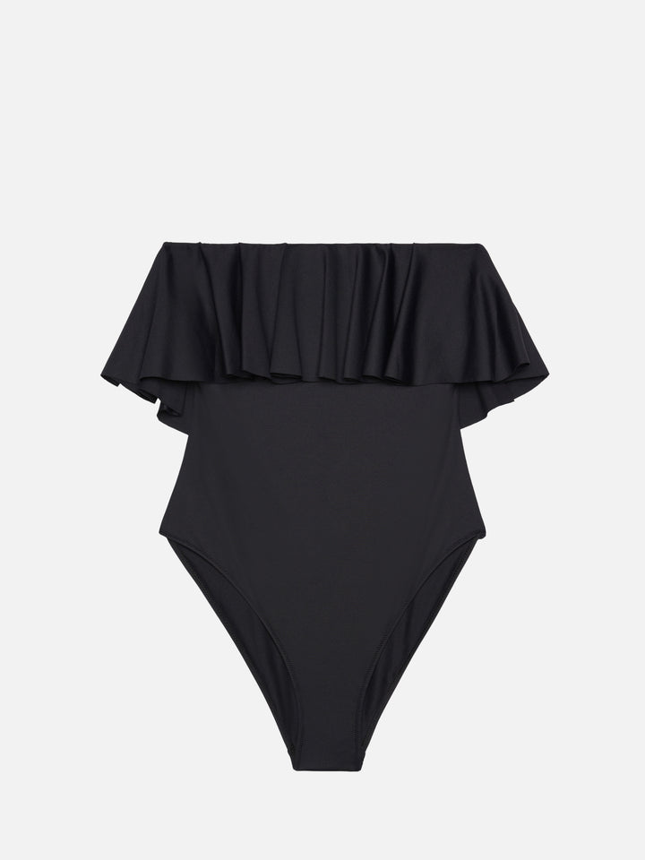 Costume intero nero Roxy con volant