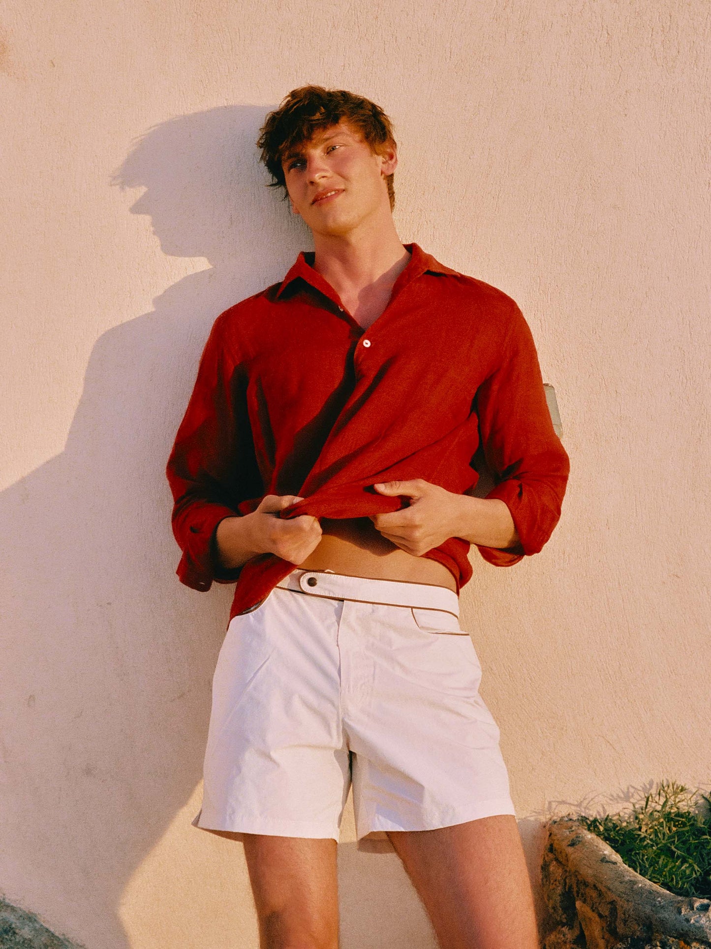 Raphael Leinen-Poloshirt in Rot 