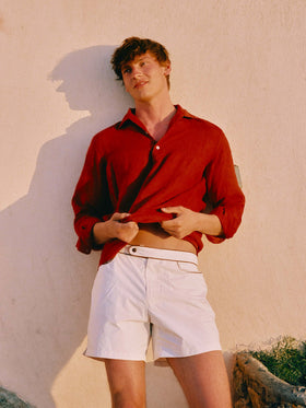 Raphael Leinen-Poloshirt in Rot 
