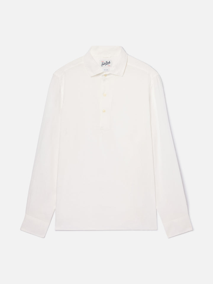 Long-sleeve Raphael linen polo white