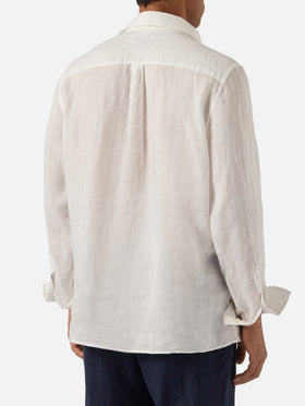 Long-sleeve Raphael linen polo white