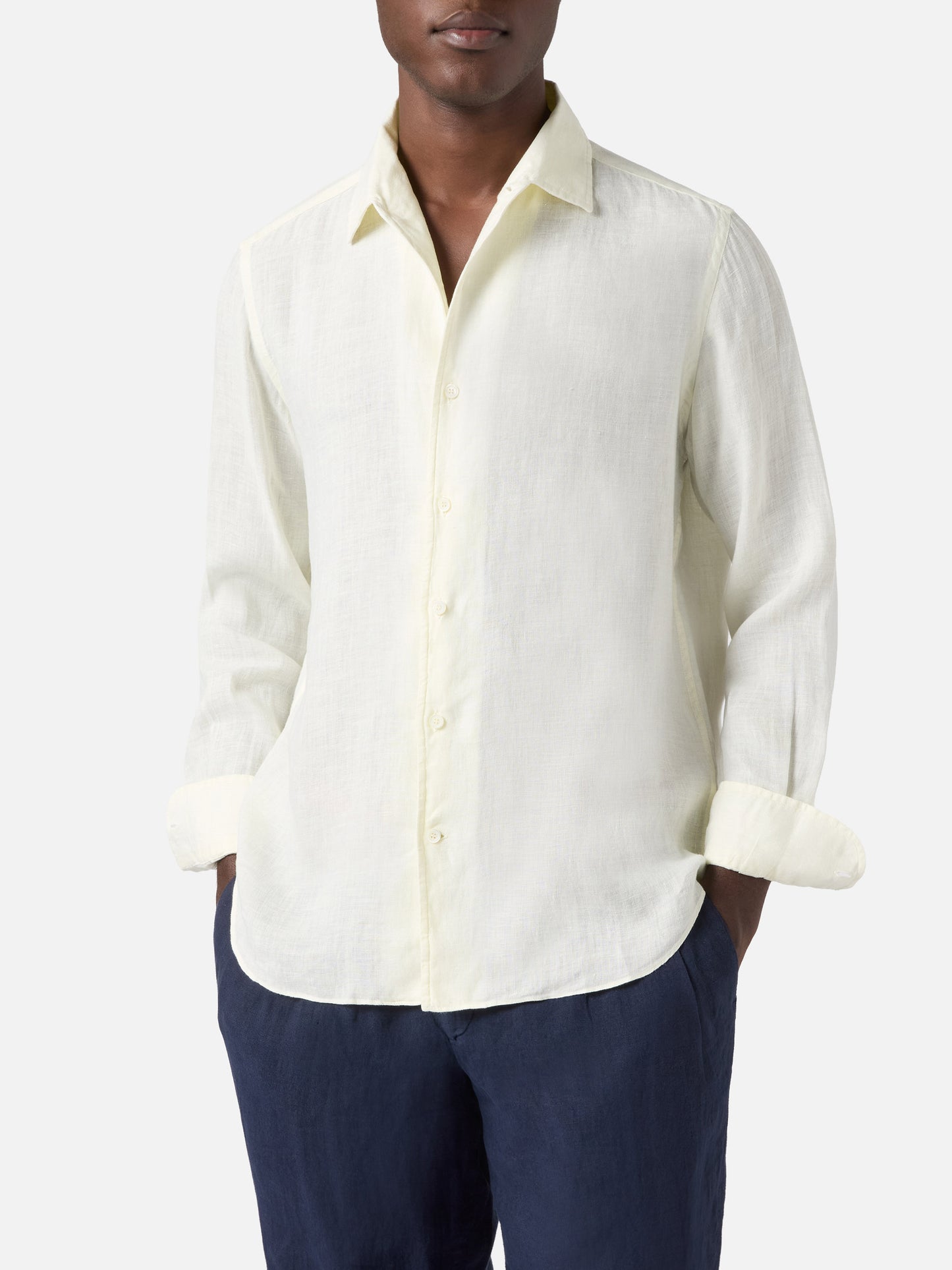Cream Raphael shirt in pure linen