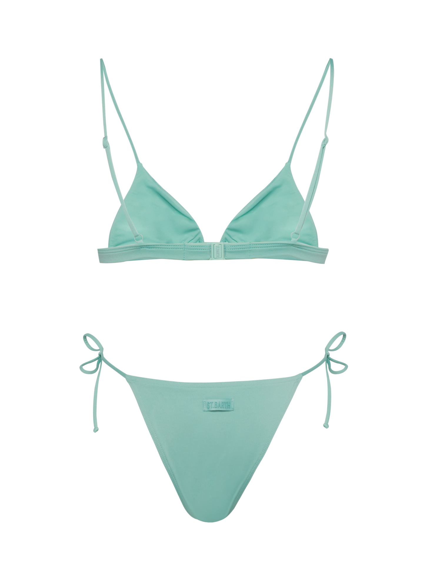 Klassische Badehose „Marielle“ in Salbeigrün – Triangel-Oberteil „Rylie“ in Salbeigrün