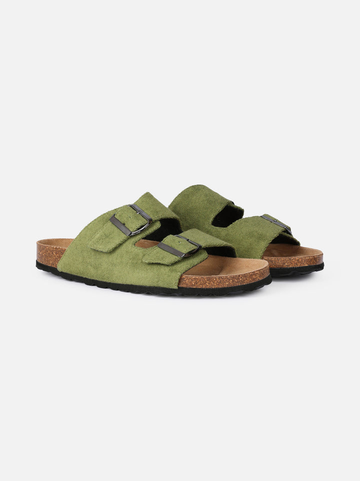 Military green terry man sandals