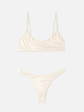Sadie Naomi gold lamina bralette bikini