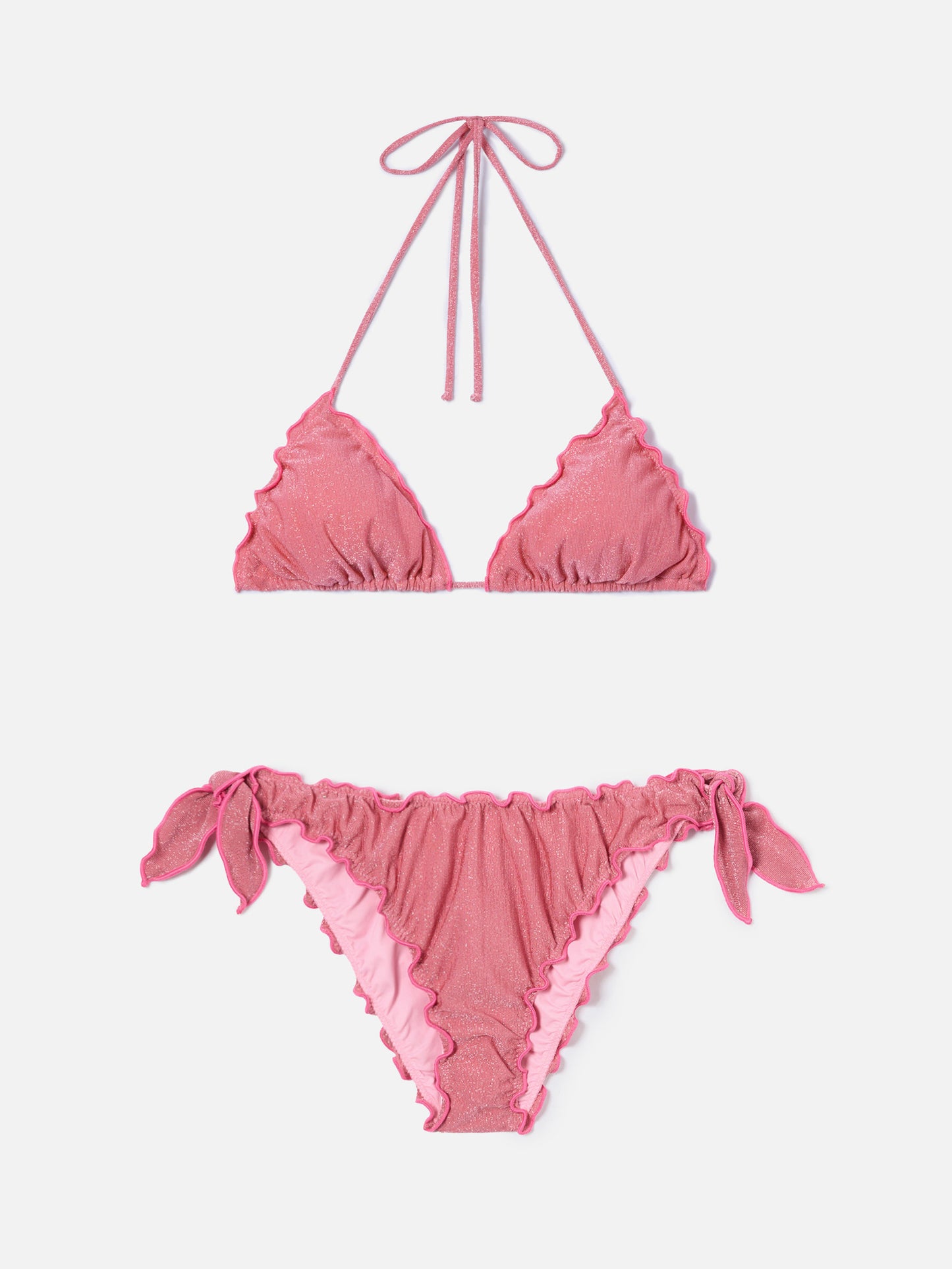 Sagittarius Moon triangle bikini in pink lurex