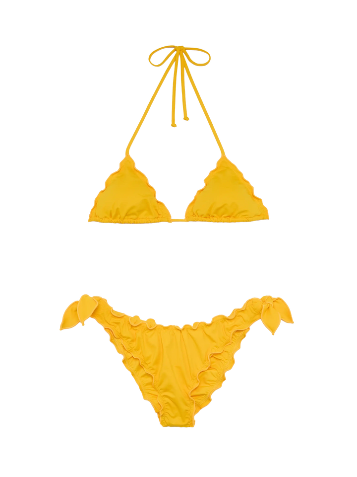 White yellow classic triangle bikini Sagittarius Moon