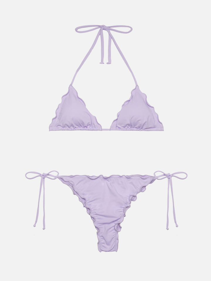 Lilac triangle bikini Sagittarius Miami with cheeky swim briefs