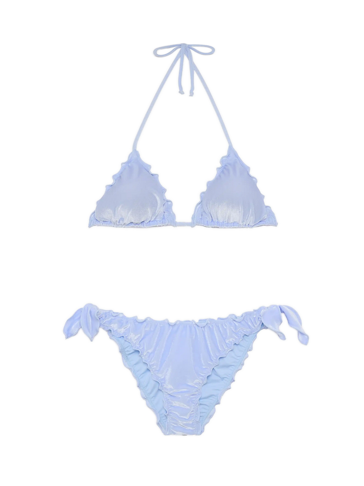 Bikini a triangolo classico Sagittarius Moon in velluto azzurro chiaro