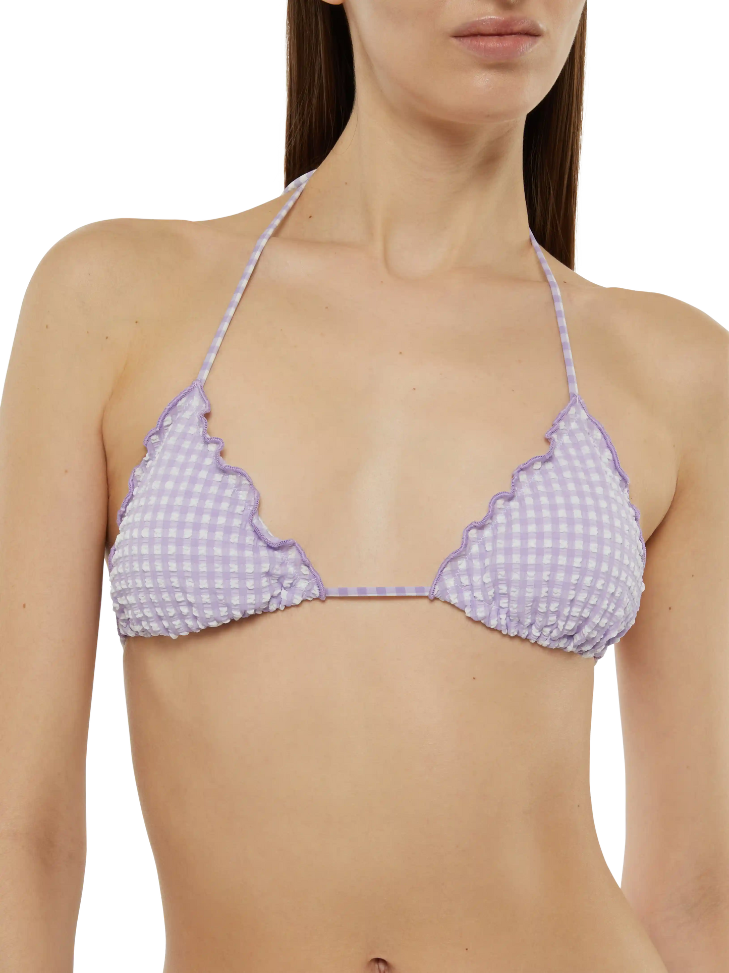 Seersucker-Triangel-Bikini Sagittarius Miami mit Vichy-Karomuster