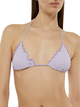 Seersucker-Triangel-Bikini Sagittarius Miami mit Vichy-Karomuster