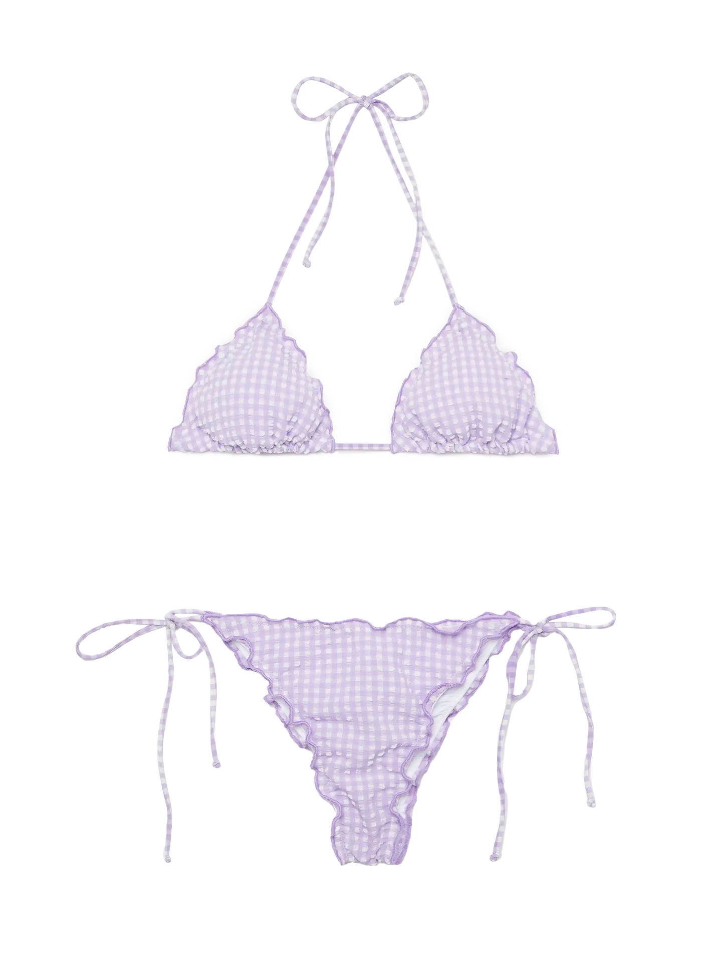 Seersucker-Triangel-Bikini Sagittarius Miami mit Vichy-Karomuster