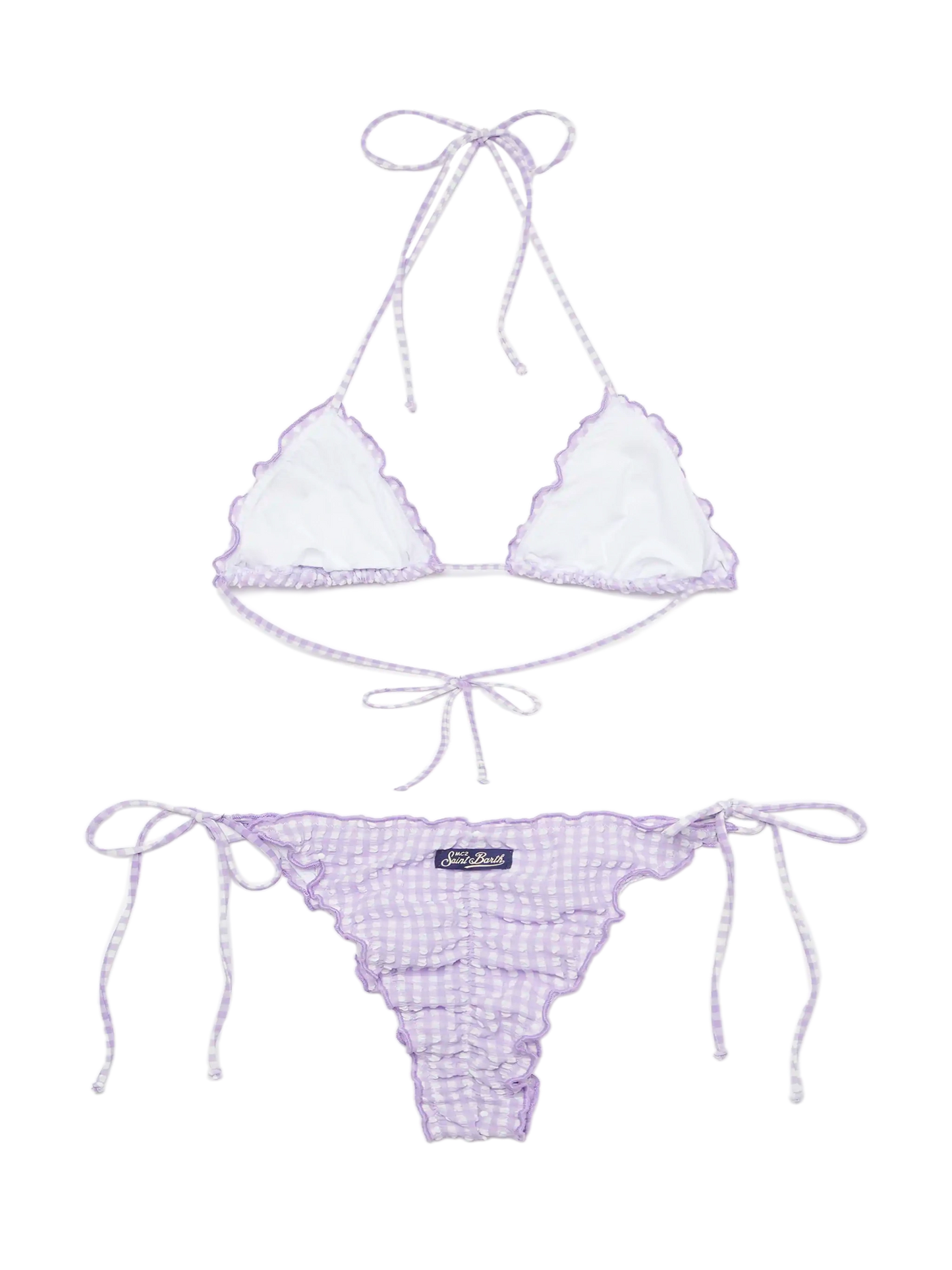 Seersucker-Triangel-Bikini Sagittarius Miami mit Vichy-Karomuster