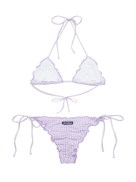 Seersucker-Triangel-Bikini Sagittarius Miami mit Vichy-Karomuster