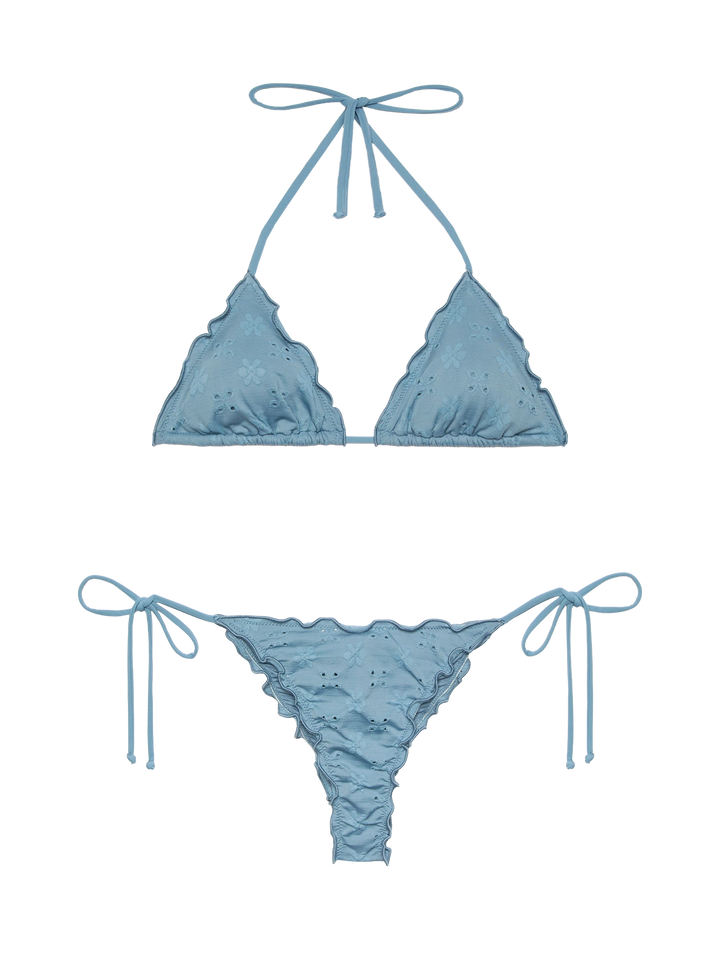 Miami Sangallo lace cheeky swim briefs - Sagittarius classic avio blue Sangallo lace triangle top - MC2 Saint Barth