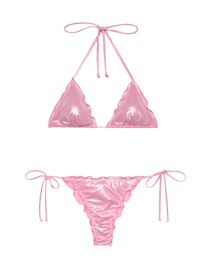 Miami pink foil cheeky swim briefs - Sagittarius pink foil classic triangle top - MC2 Saint Barth