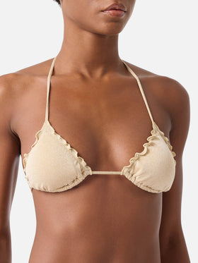 Bikini de triángulo clásico de lúrex dorado para mujer Sagittarius Moon 