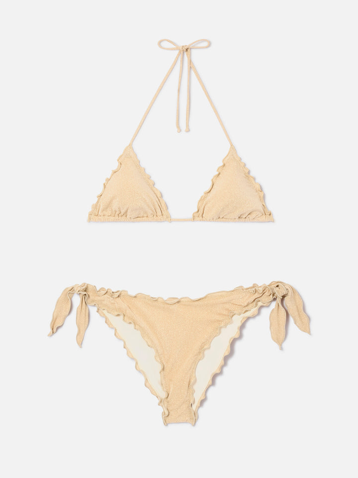 Woman gold lurex classic triangle bikini Sagittarius Moon