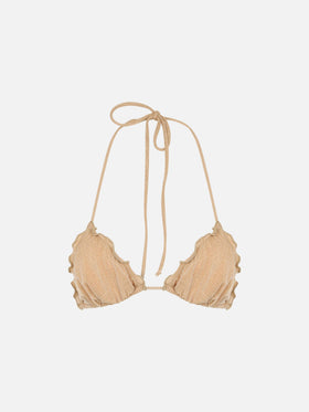 Haut de plage triangle classique en lurex or pour femme Sagittarius 