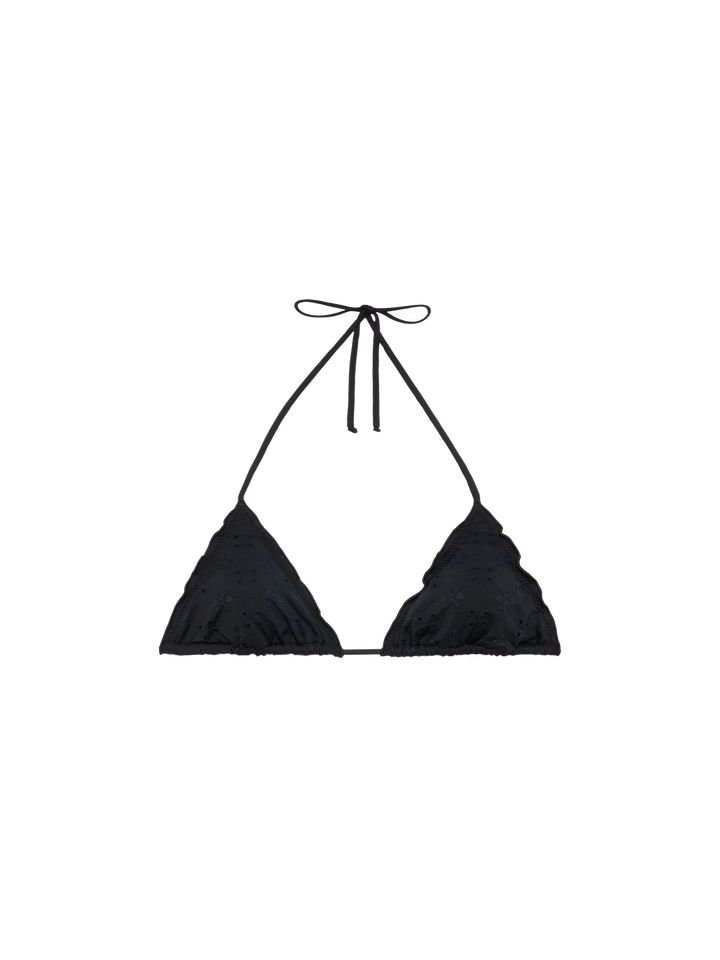 Sagittarius classic black Sangallo lace triangle top