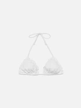 Sagittarius classic white Sangallo lace triangle top