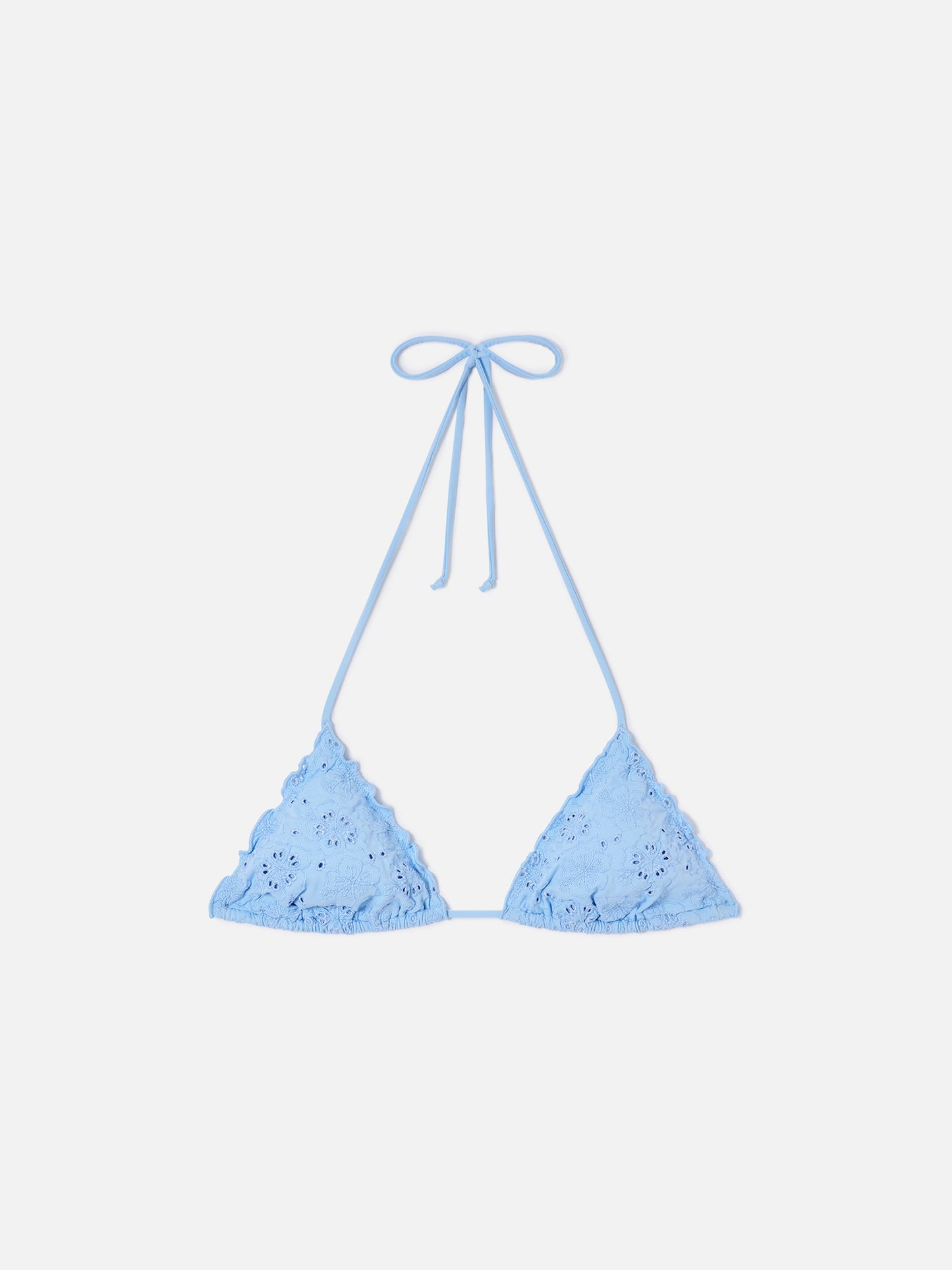 Top bikini Sagittarius triangolo in sangallo azzurro