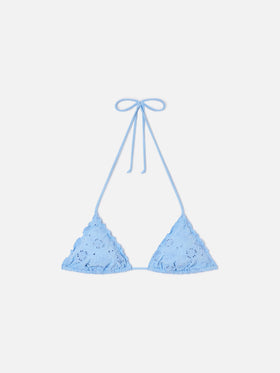 Top bikini Sagittarius triangolo in sangallo azzurro