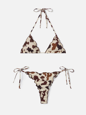 Bikini Sagitami triangle with all-over cow print