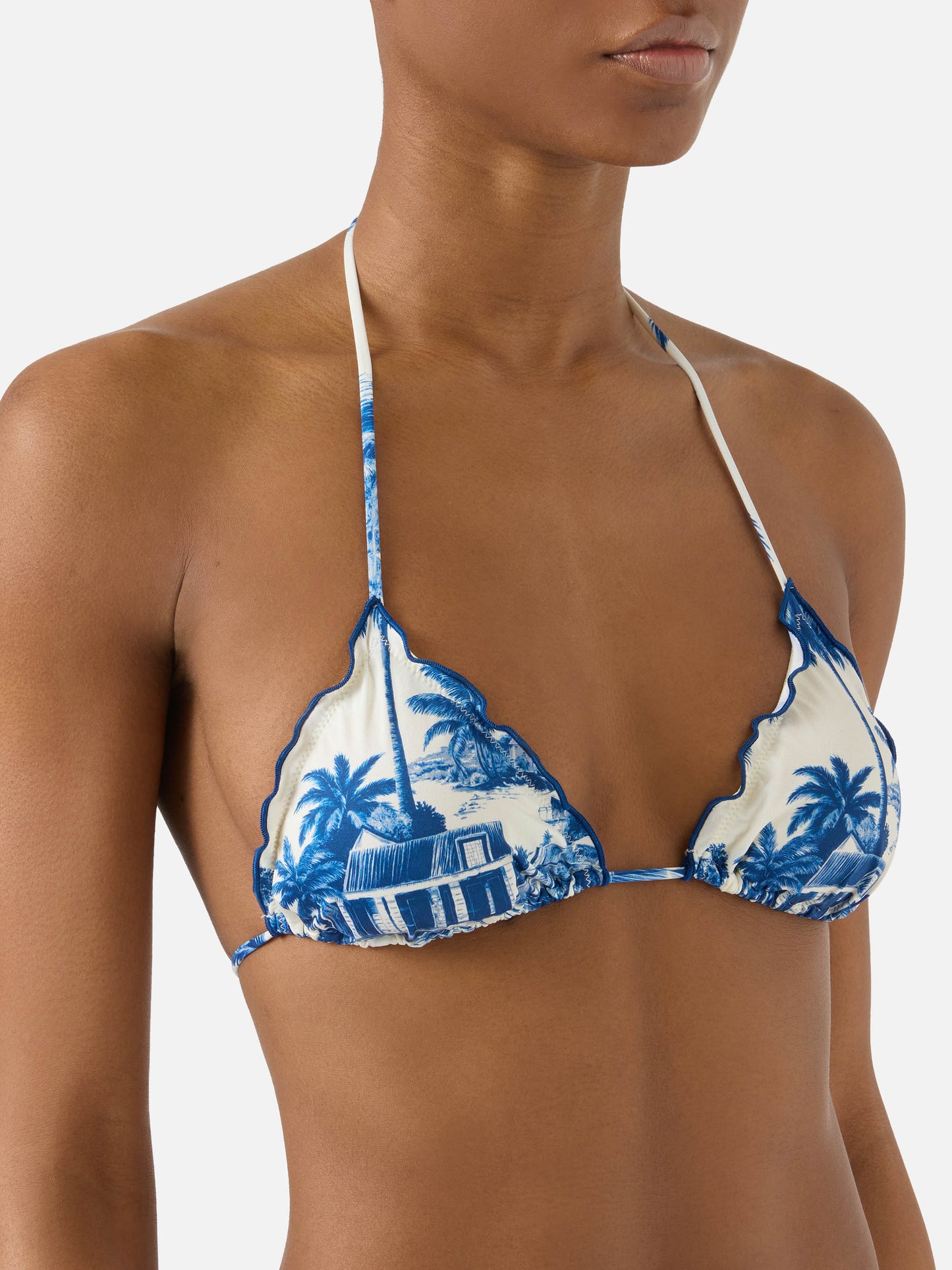 Bikini Sarius triangle with blue toile de jouy print | Special Edition