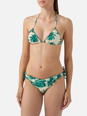 Bikini Sarius triangle with green toile de jouy print | Special Edition