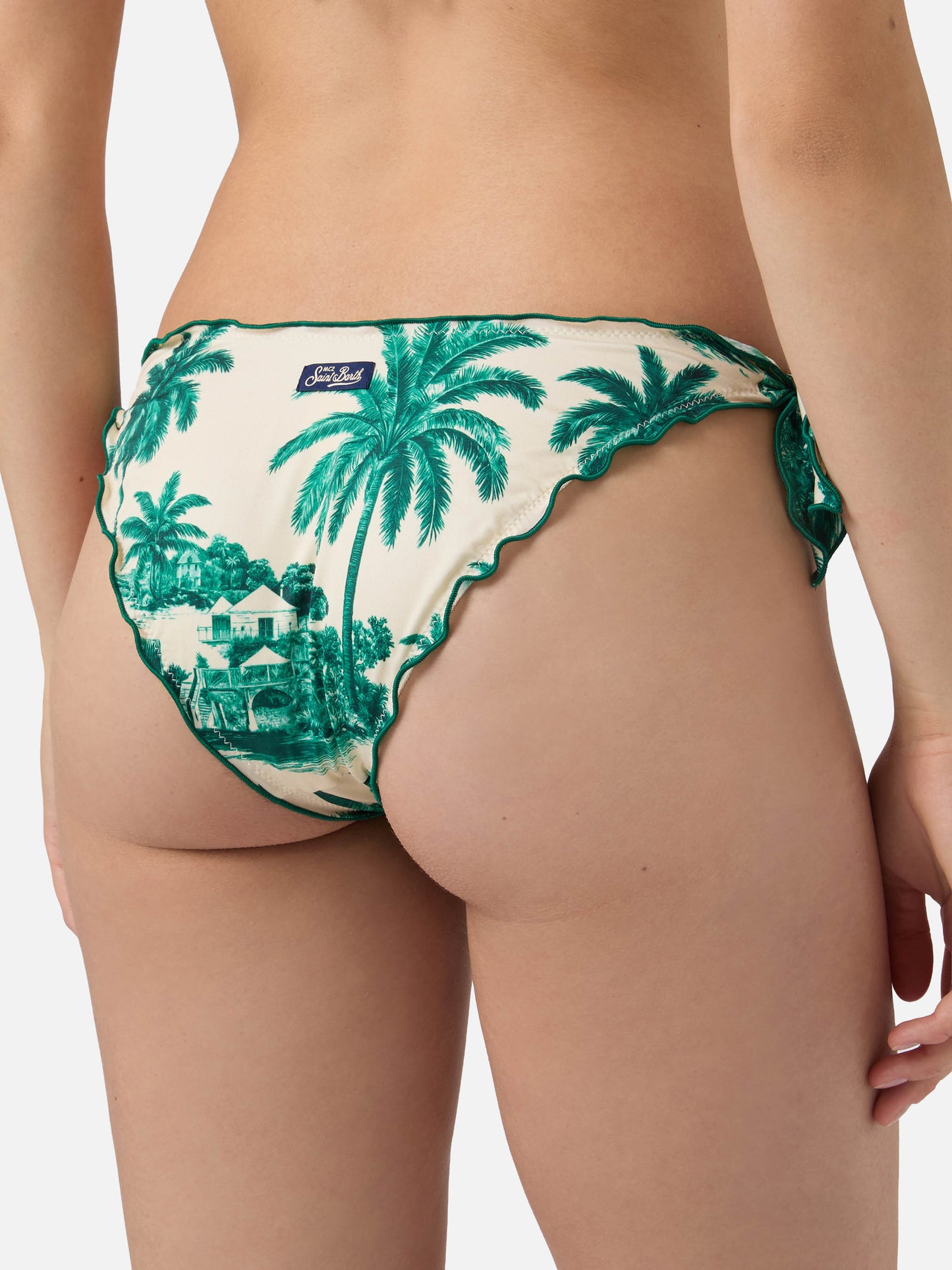 Bikini Sarius triangle with green toile de jouy print | Special Edition