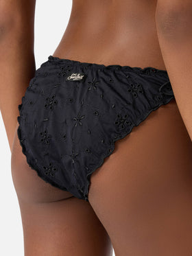 Bikini Sarius triangle in solid black sangallo fabric