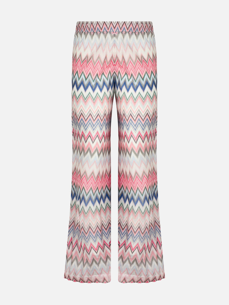 Multicolor pink knitted palazzo pants