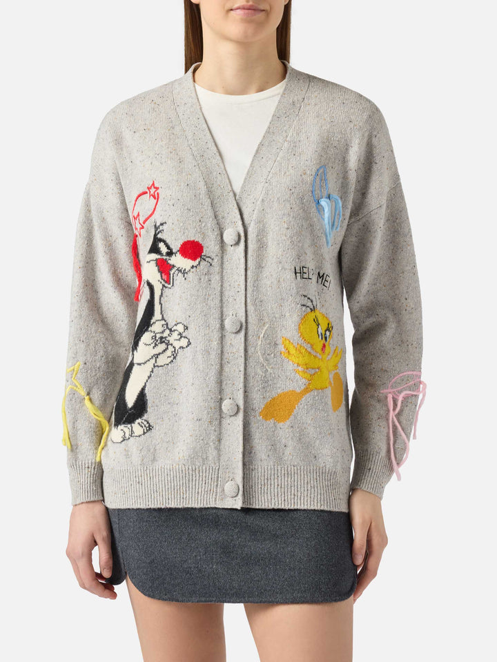 Sasi Donegal-wool blend cardigan with Titti e Silvestro jacquard | WARNER BROS. SPECIAL EDITION