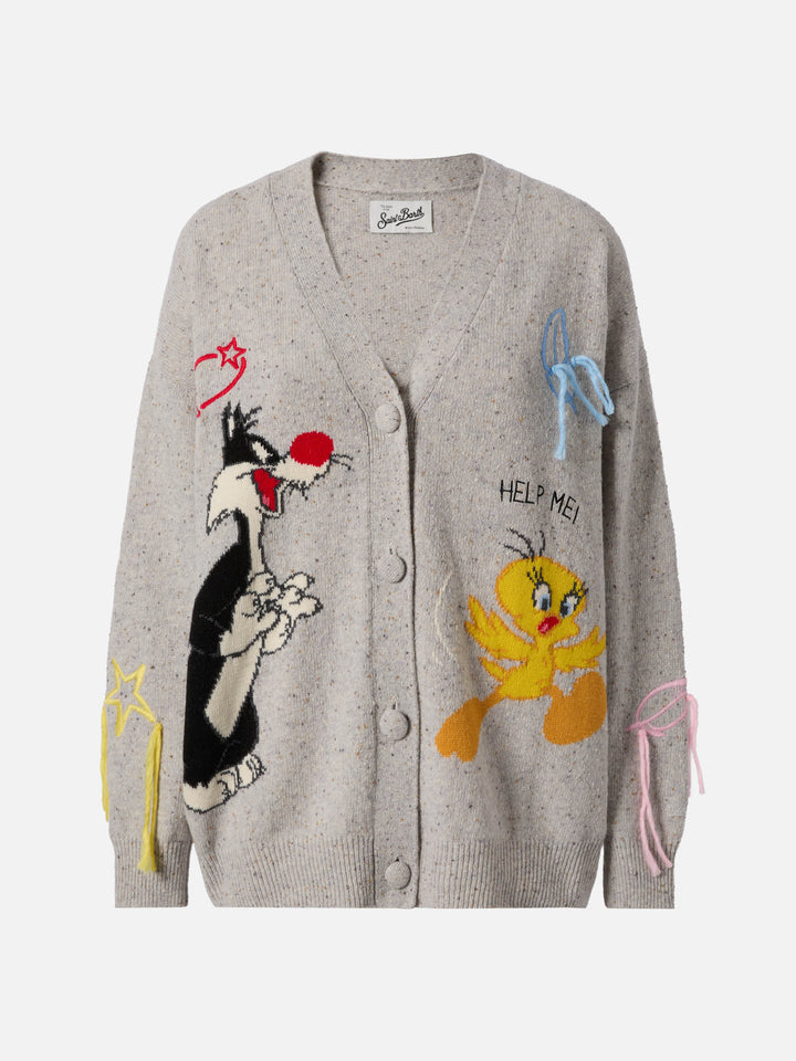 Sasi Donegal-wool blend cardigan with Titti e Silvestro jacquard | WARNER BROS. SPECIAL EDITION
