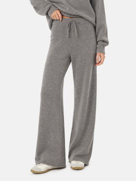 Pantalones palazzo de punto grises 