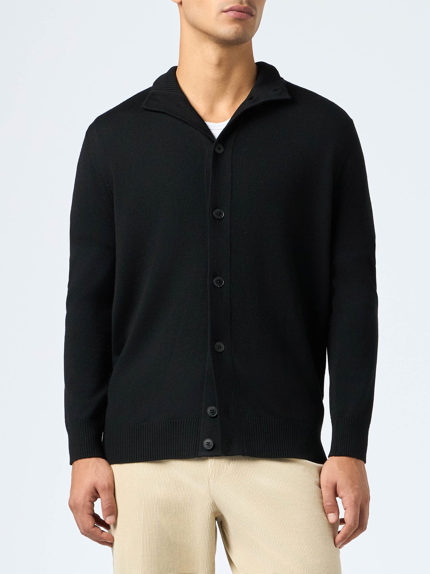 Man black merino wool cardigan Savile - MC2 Saint Barth