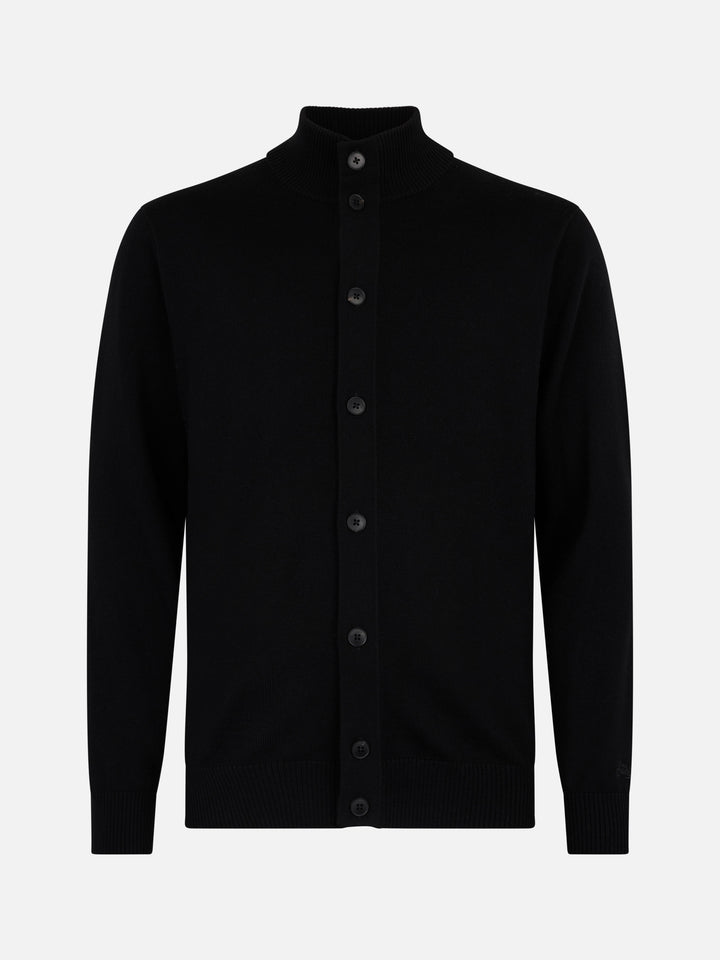 Man black merino wool cardigan Savile - MC2 Saint Barth