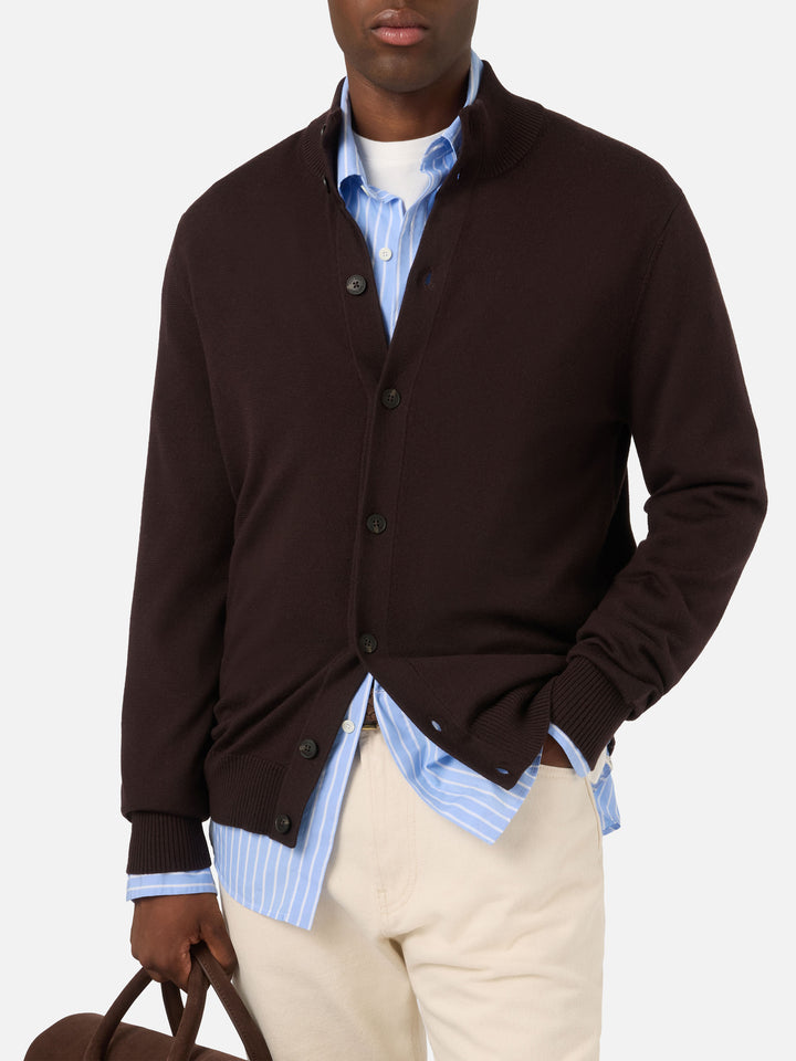 Cardigan Savile aus braunem Merino 