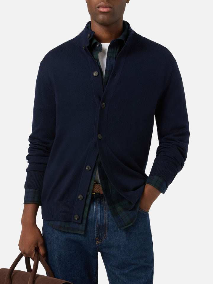 Cardigan Savile in Navy blue Merino 