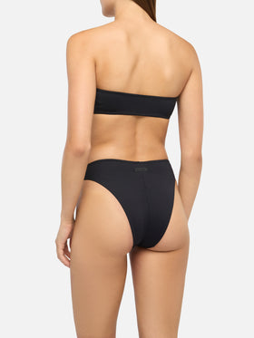 Bikini a fascia Rebby Sibilla con slip a vita alta e sgambatura alta in nero