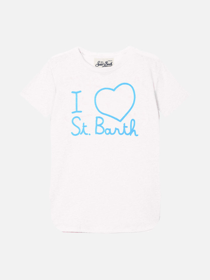 Linen t-shirt with Love St. Barth embroidery - MC2 Saint Barth
