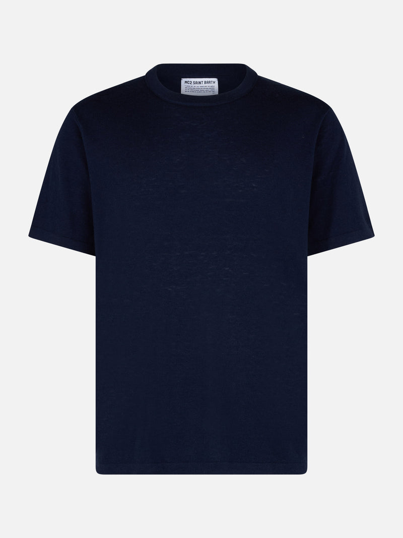 Marineblaues T-Shirt aus Kaschmirmischung für Herren Scott