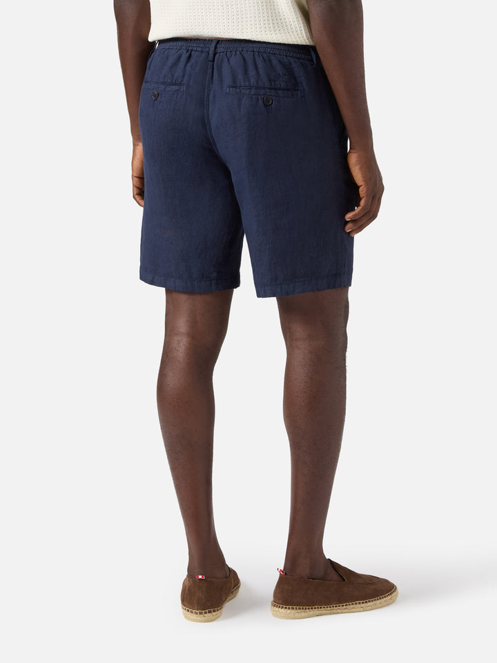 Bermuda Sebastian in puro lino blu navy