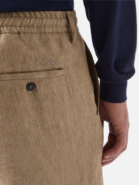 Brown Sebastian bermuda shorts in pure linen