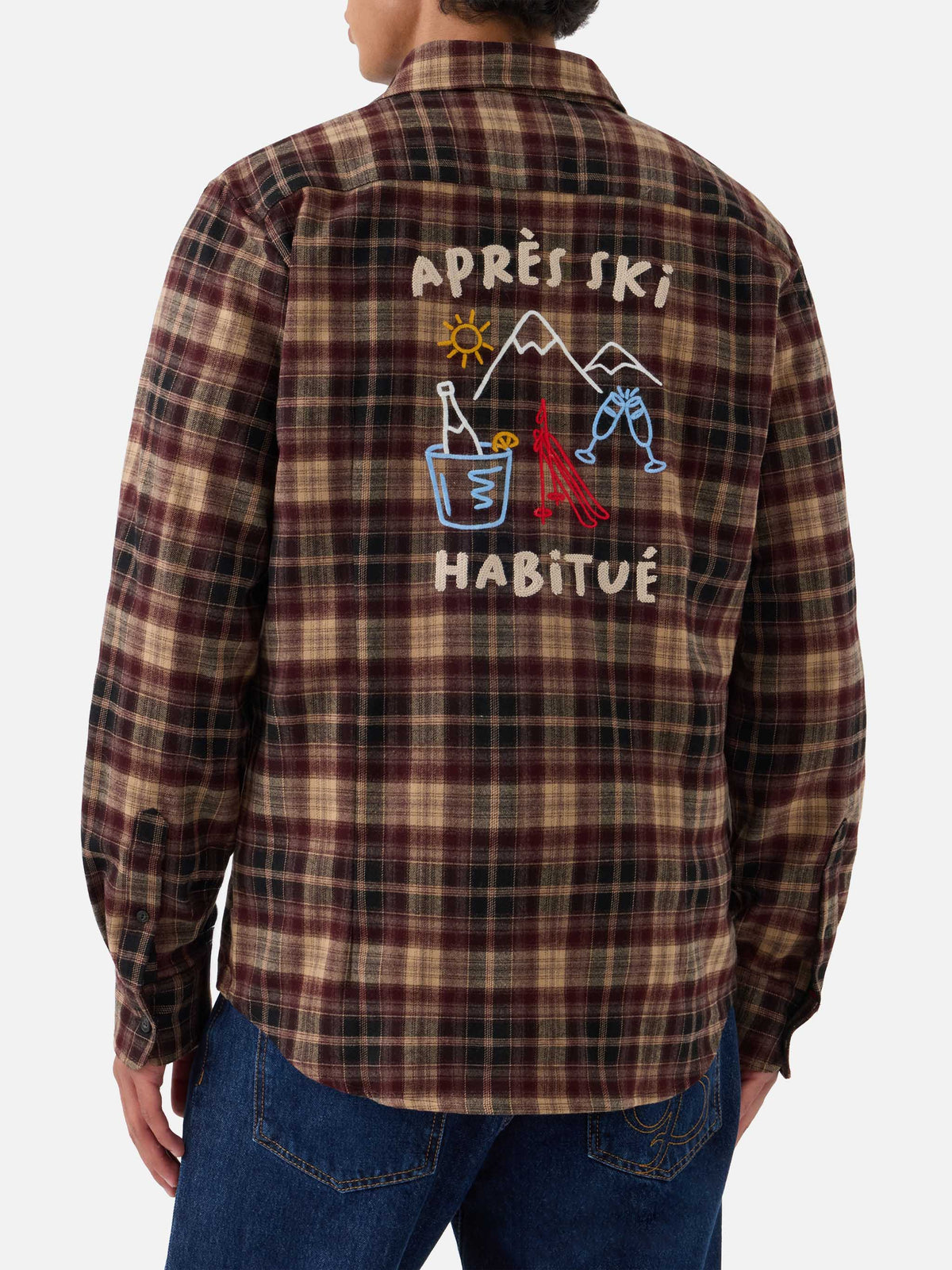 Camicia Seefeld marrone in flanella con ricamo Après Ski Habitué sul retro