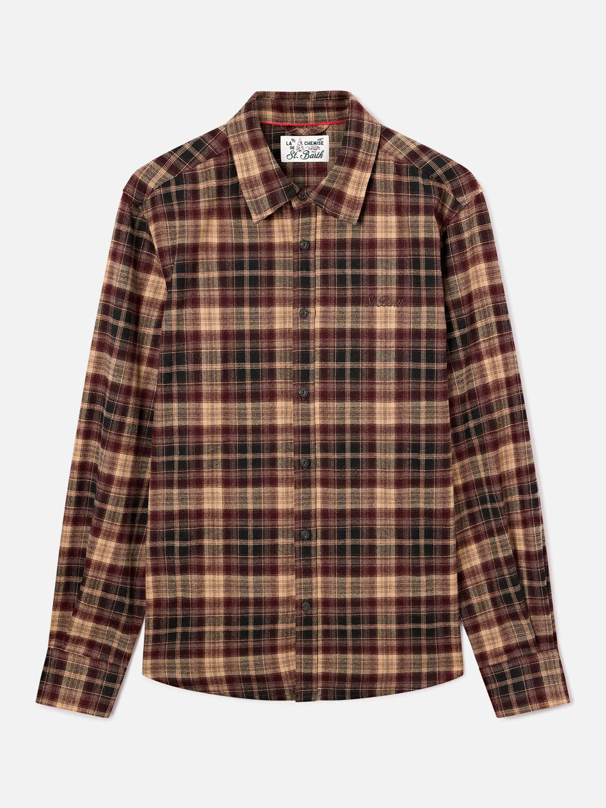 Camicia Seefeld marrone in flanella con ricamo Après Ski Habitué sul retro