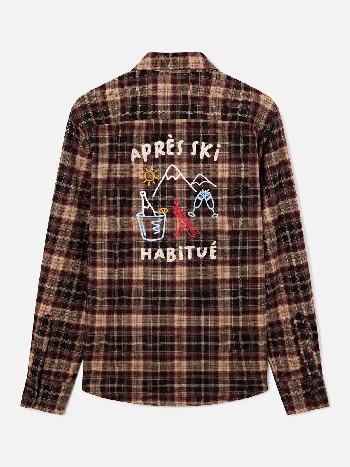Camicia Seefeld marrone in flanella con ricamo Après Ski Habitué sul retro